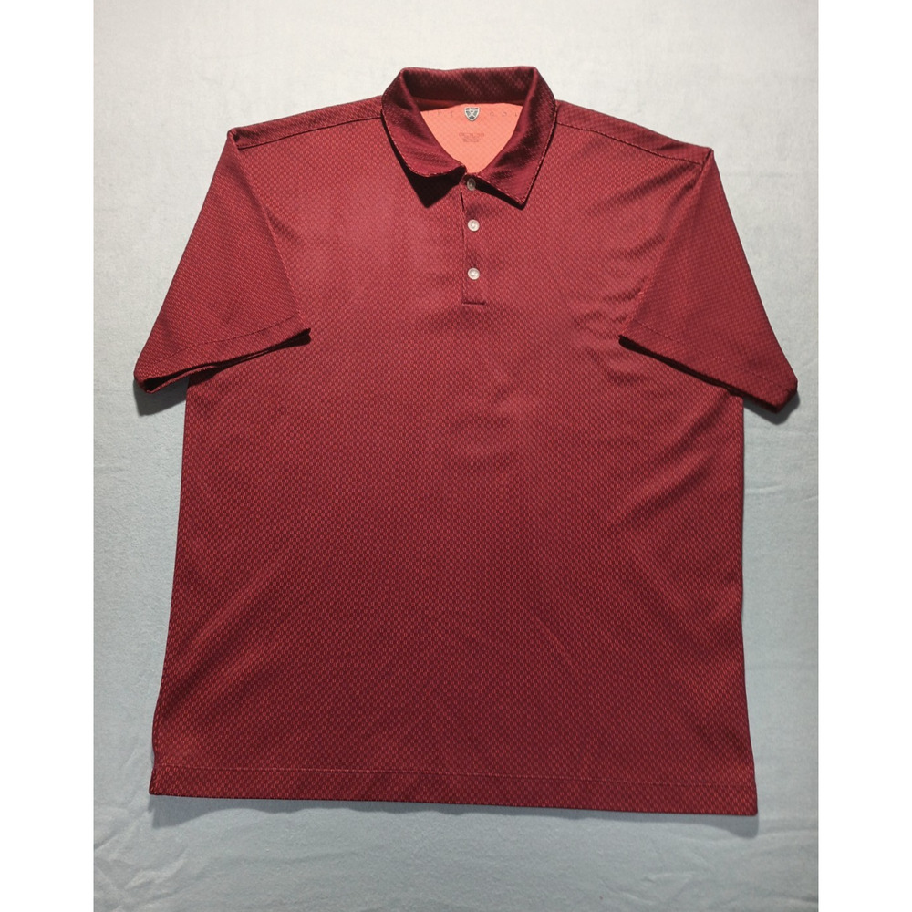 Nike Golf Polo Shirt Men’s XL Maroon Micro Check Pattern Dri-FIT Short Sleeve